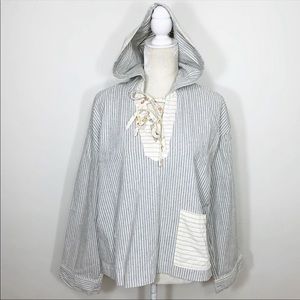 ❗️MADEWELL linen wide sleeve hooded coverup top